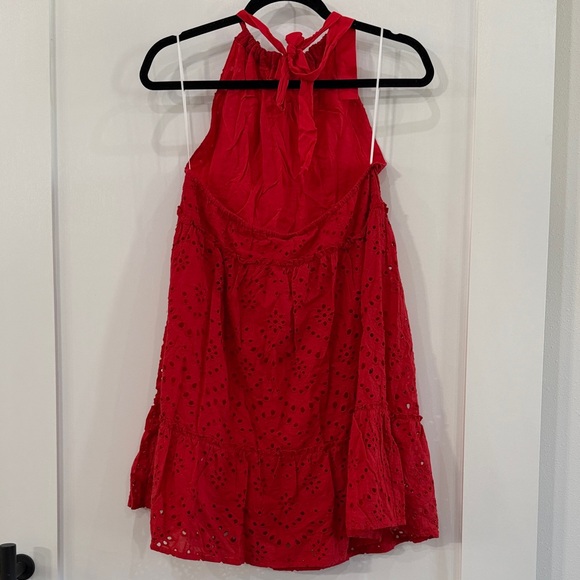 Style Rack Red Backless Eyelet Dress - Picture 2 of 3